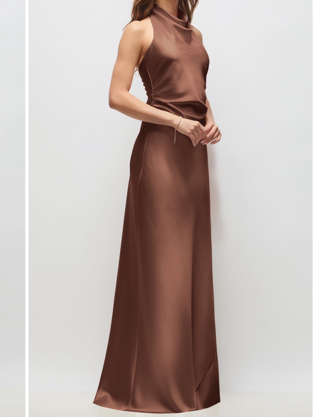 After Six Satin Maxi Dress in Rich Brown